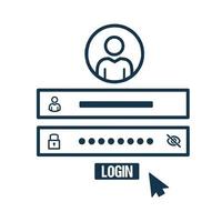 login page icon.  flat vector on white background.