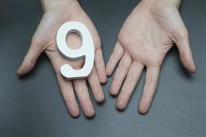 To female hands the number nine. photo