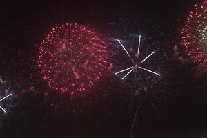 Fireworks in the night sky on a holiday. photo