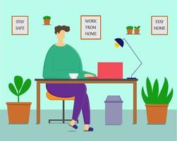 Illustration vector design of working at home, freelancer.