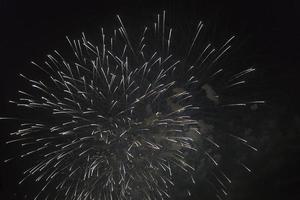 Fireworks in the night sky on a holiday. photo