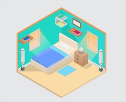 diseño de ilustración vectorial de dormitorio isométrico vector