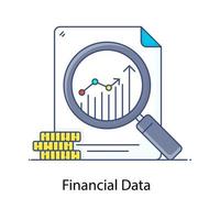 An icon of magnifier on trendy chart financial data vector