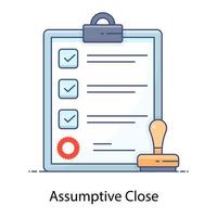 Assumptive close vector stamp with a document