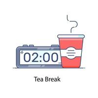 Tea break icon vector of lunch break