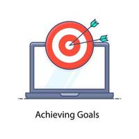 Achieving goals vector sales target in flat style