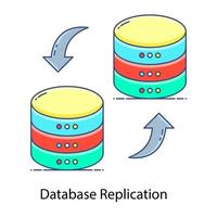 un icono de replicación de base de datos en estilo plano moderno vector