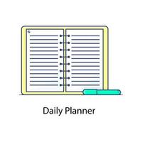 un icono plano de moda del planificador diario vector