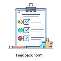 Feedback form for customers to collect info for products and services feedback form flat icon. vector