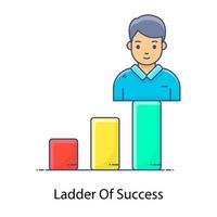 Ladder of success icon style man with podium vector