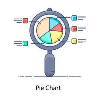 lupa con análisis de datos de gráfico circular vector