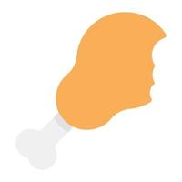 A bite of drumstick, flat icon vector