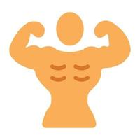 A strong man showing biceps, bodybuilding flat icon vector