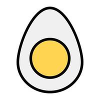 Protein rich boiled egg, editable flat icon vector