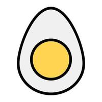 Protein rich boiled egg, editable flat icon vector