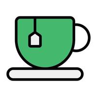 Flat tea cup icon design, hot beverage concept vector