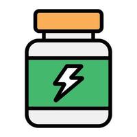 Bottle having supplements, health and diet medicine in flat icon vector