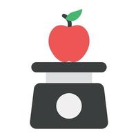 Apple over weight machine, balance diet flat icon vector