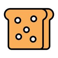 Two bread slices putted side by side, flat icon vector