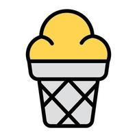 A frozen food item on a waffle, ice cream cone vector