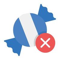 Say no to candies and junk, no sweet flat icon vector