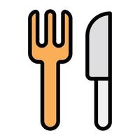 icono de plano de tenedor y cuchillo mostrando utensilios de cocina vector