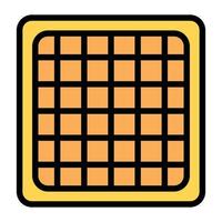 A batter dough patterned cookie known as waffle, flat icon art vector