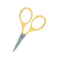 Scissors of paper shears. Cutting tool with round holes and blades. Flat vector illustration of stationery object isolated on white background.