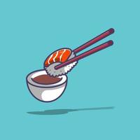 ilustración de sushi y salsa de soja. vector