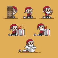 iilustration cute santa claus playing with gifts, illustration magic santa vector