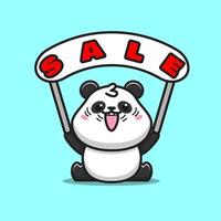 cute panda holding up sale board vector