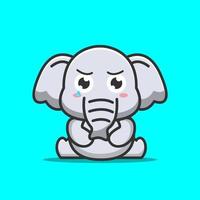 sad cute elephant vector