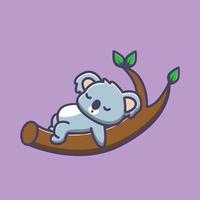 koala sleeping on a tree trunk vector