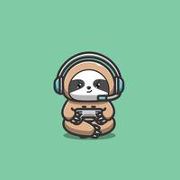 sloth gamer use game control vector