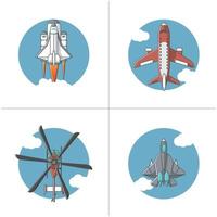cuatro tipos de ilustración de transporte aéreo vector