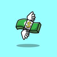 money fly with wings vector