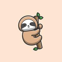 sloth hanging on a tree vector