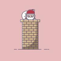 santa claus is on the chimney vector