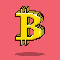 Ilustración de vector de bitcoin, pixel de bitcoin