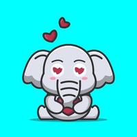 cute elephant in love vector