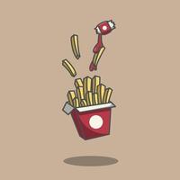 french fries and sauce illustration vector