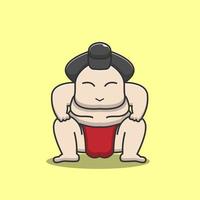 cute sumo chibi vector illustration