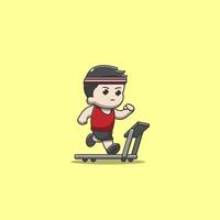 boy running on a treadmill vector