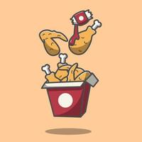 ilustración de pollo frito y salsa vector