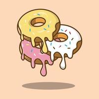 three donuts illustration, cream donut vector