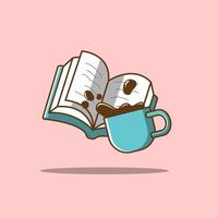 Ilustración de vector de café y libro