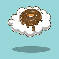 Ilustración de donas de chocolate sobre las nubes vector