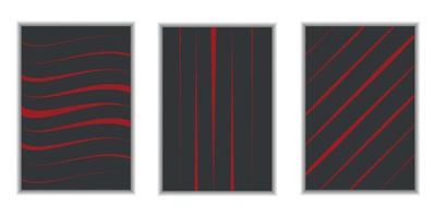 set collection of abstract red lines on black background vector