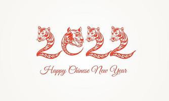 Chinese new year 2022 symbol decorated with a tiger face card design vector
