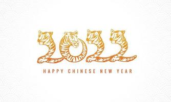 Chinese new year 2022 symbol decorated with a tiger face card design vector